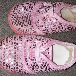 Lil Girl Pink Sequin Slip-on Shoes Sz.4 GUC